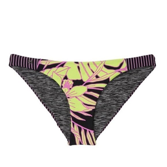 Maaji Reversible Neon Floral Stripe Bikini Bottoms - Picture 4 of 7